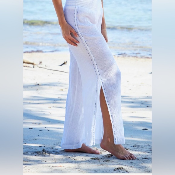 White Crochet Maxi Skirt with Side Slit - Picture 2 of 7